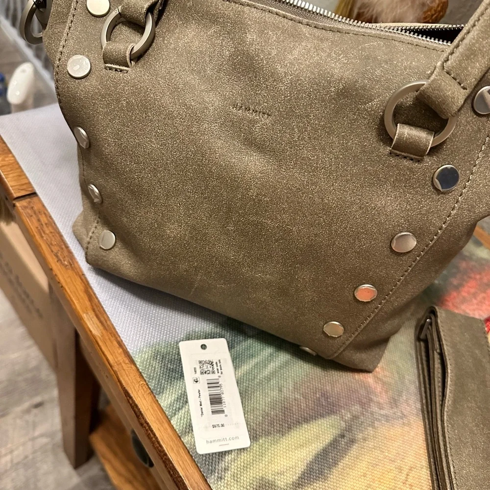 NWT Hammitt Daniel Pewter/Silver Shoulder Bag with EUC Benjamin slim Wallet - Picture 3 of 15